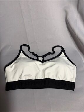 PINK Victoria's Secret White and Black Strappy Sports Bralette